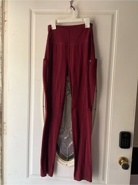 Jaanuu Wine-Red stretch scrub pants with Side Pockets